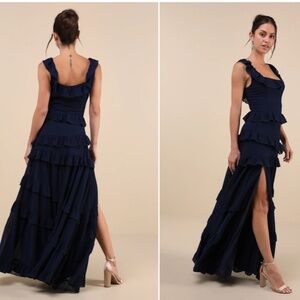 LULU's Sexy Chic Elegant FLowy Prom Wedding Bridesmaid Tiered Ruffles Maxi